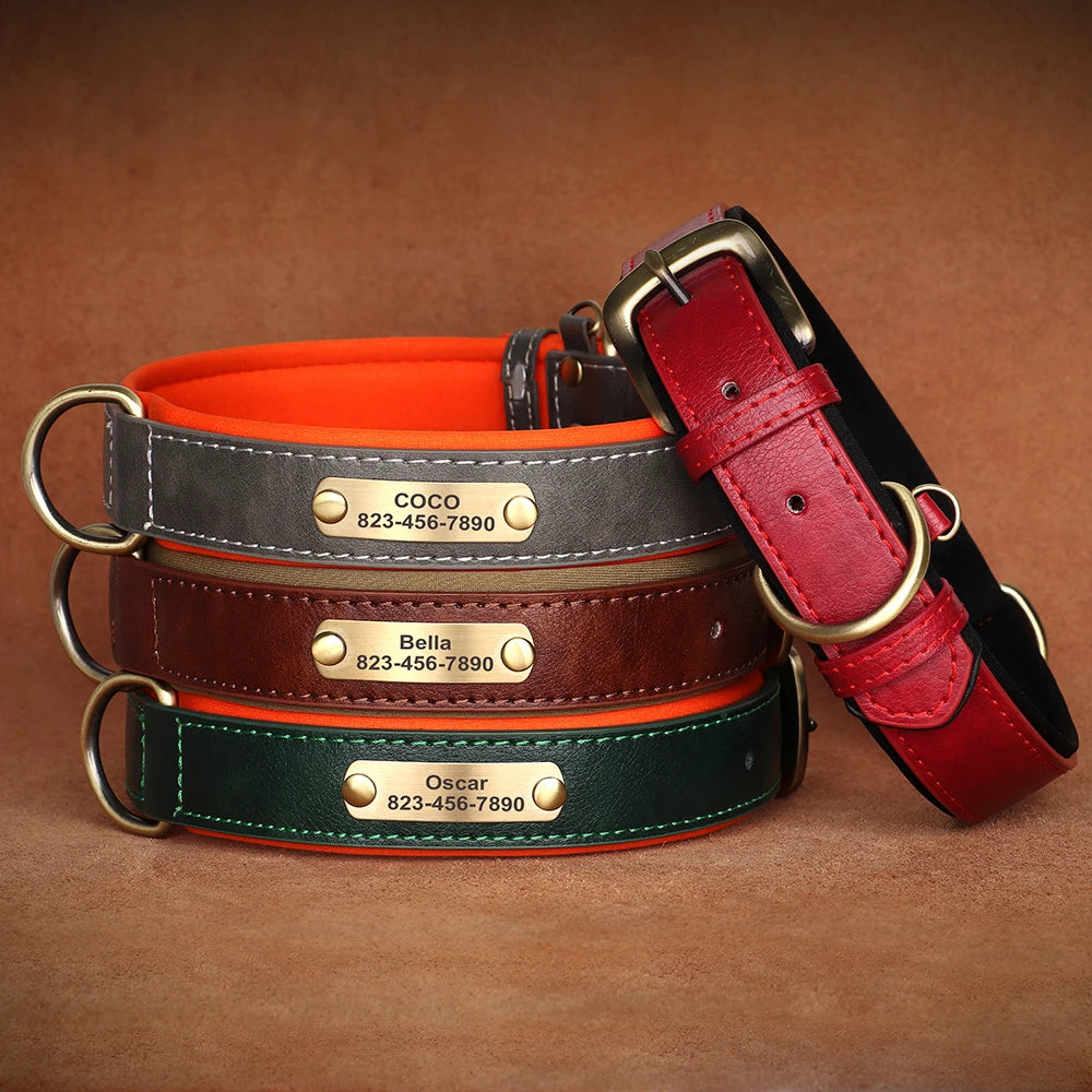 Custom Engraved PU Leather Dog Collars