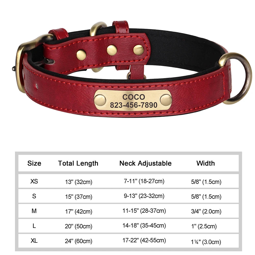 Custom Engraved PU Leather Dog Collars
