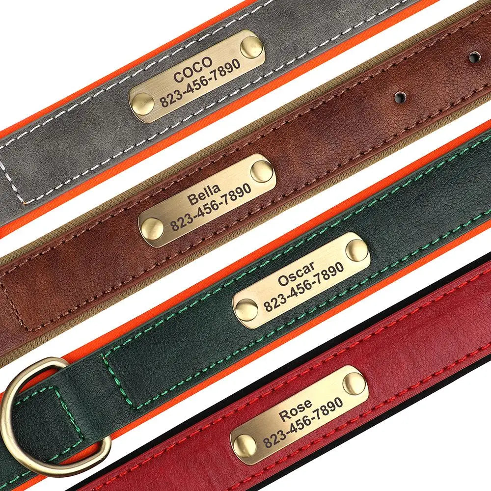 Custom Engraved PU Leather Dog Collars