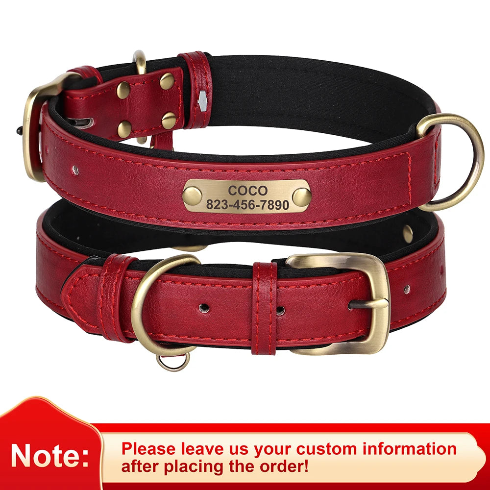 Custom Engraved PU Leather Dog Collars