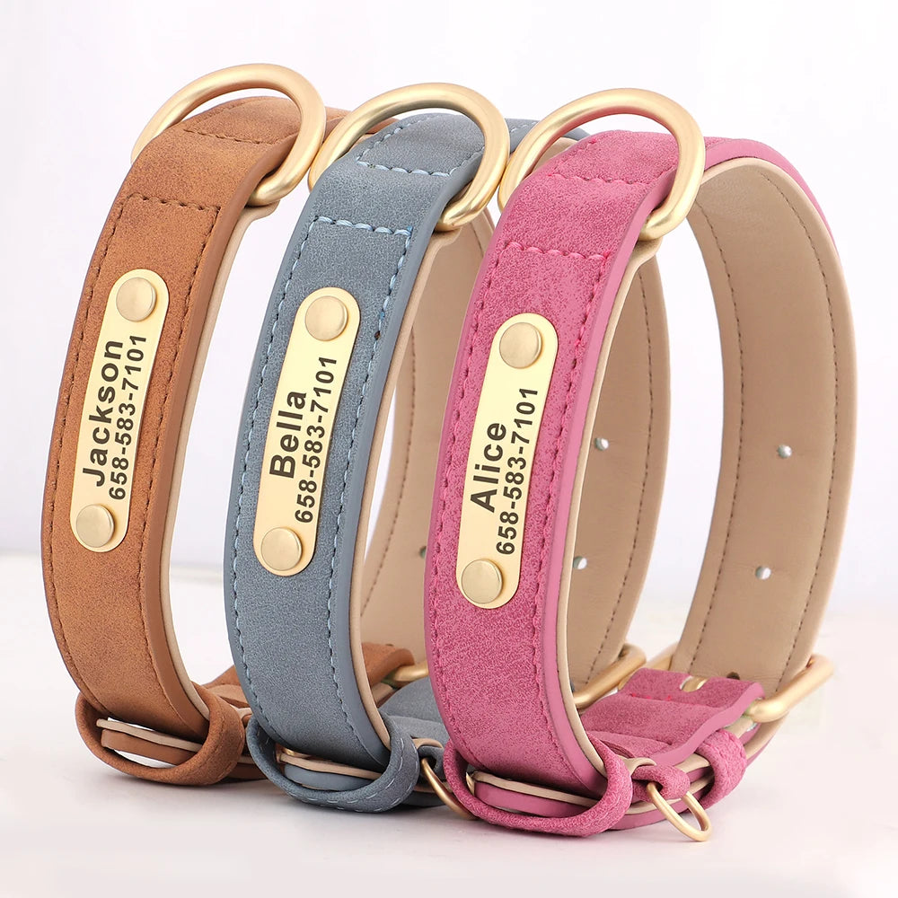 Custom Engraved PU Leather Dog Collars