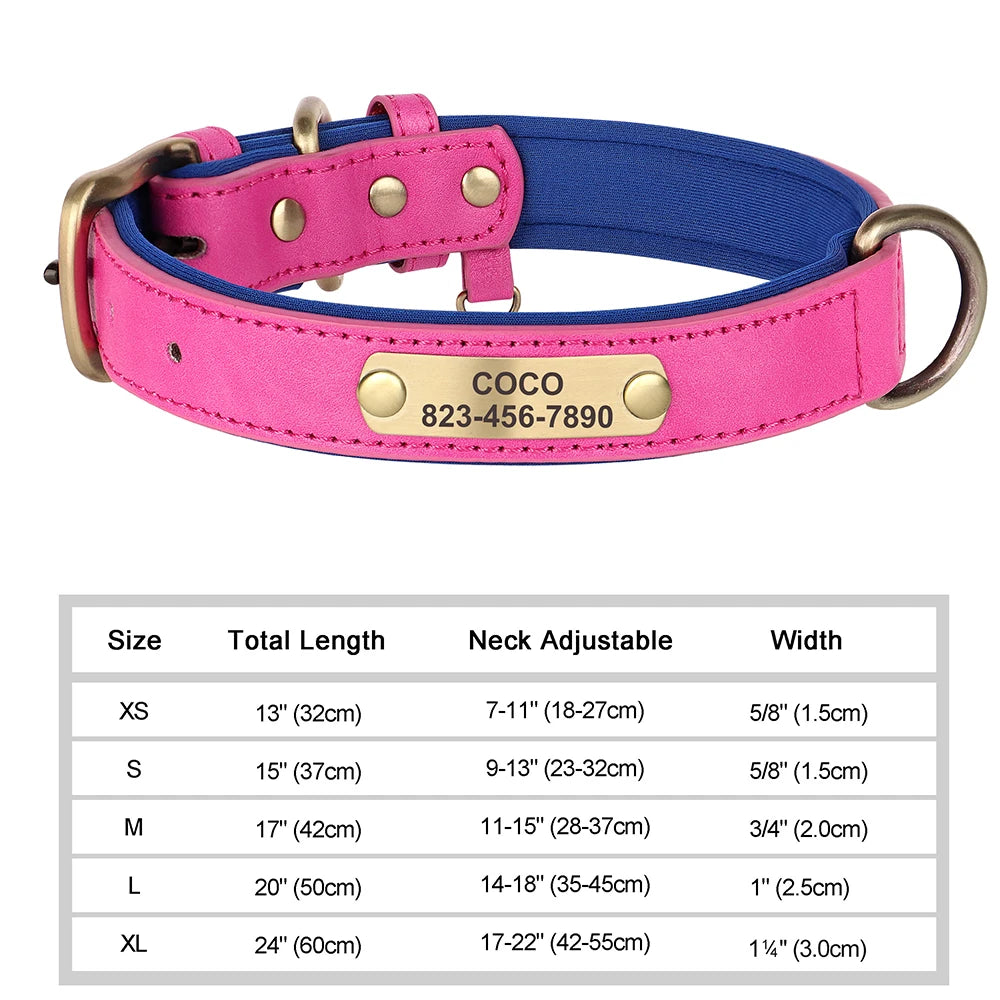 Custom Engraved PU Leather Dog Collars