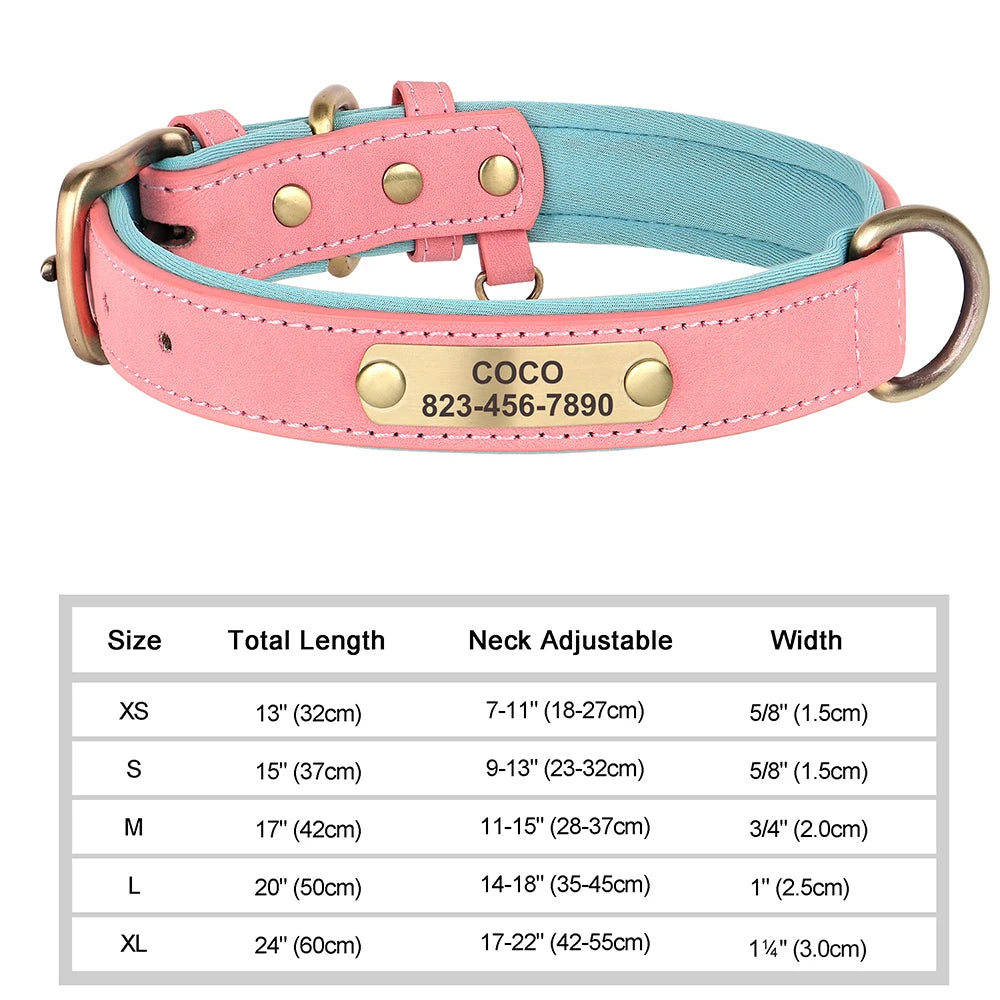 Custom Engraved PU Leather Dog Collars