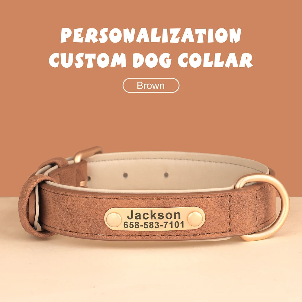 Custom Engraved PU Leather Dog Collars