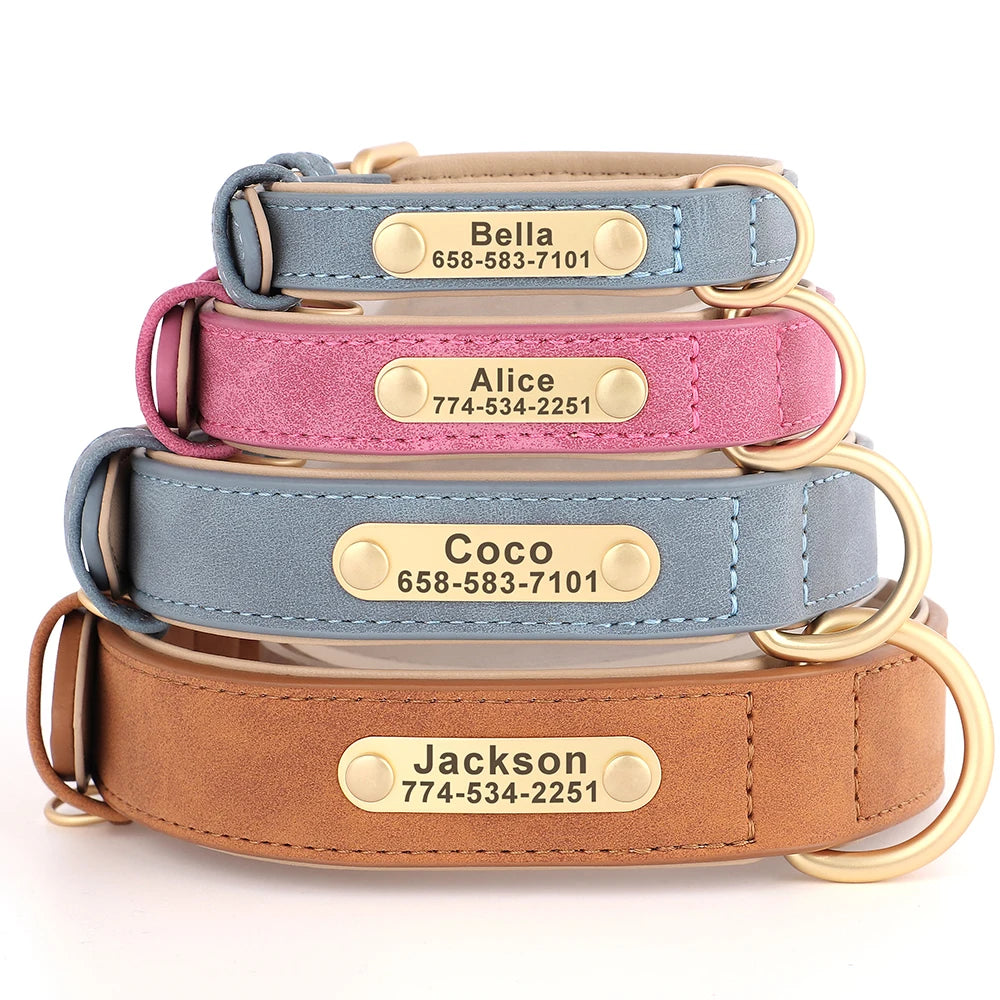 Custom Engraved PU Leather Dog Collars