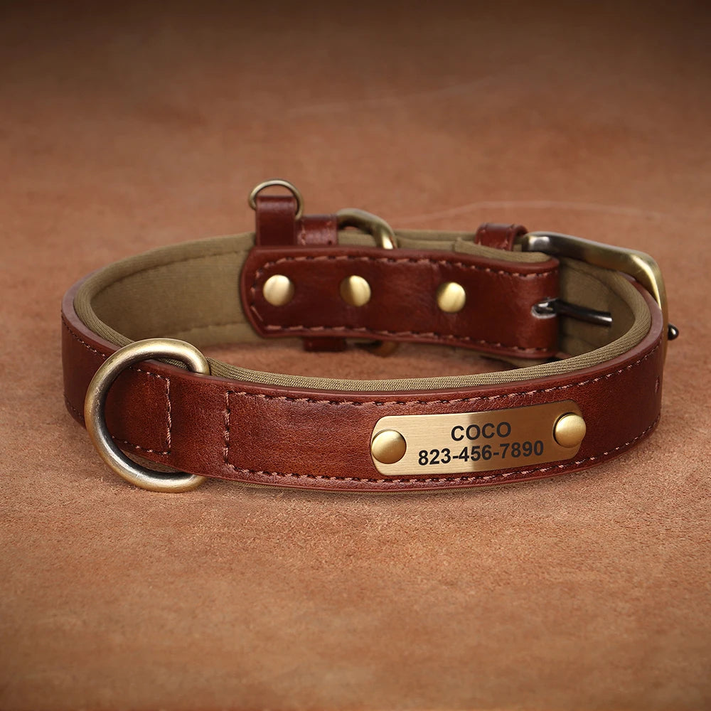 Custom Engraved PU Leather Dog Collars