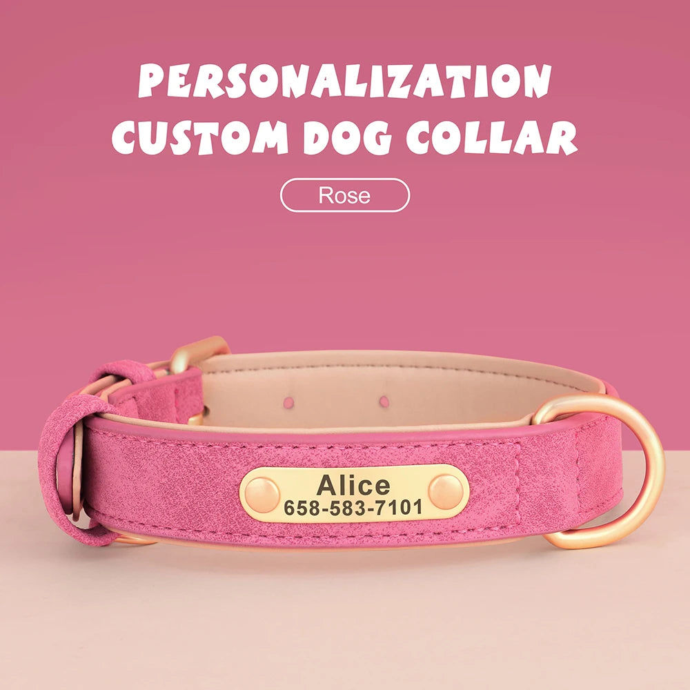 Custom Engraved PU Leather Dog Collars