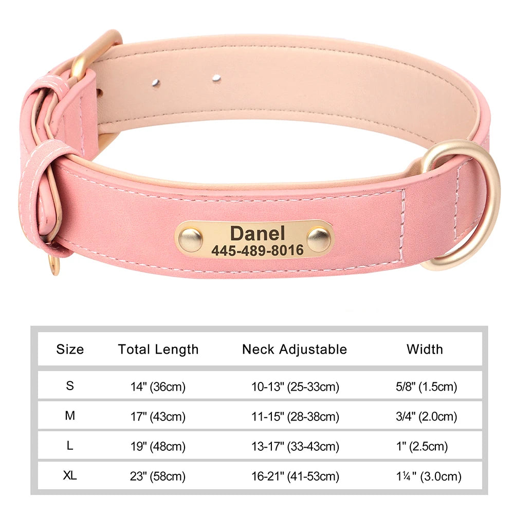 Custom Engraved PU Leather Dog Collars